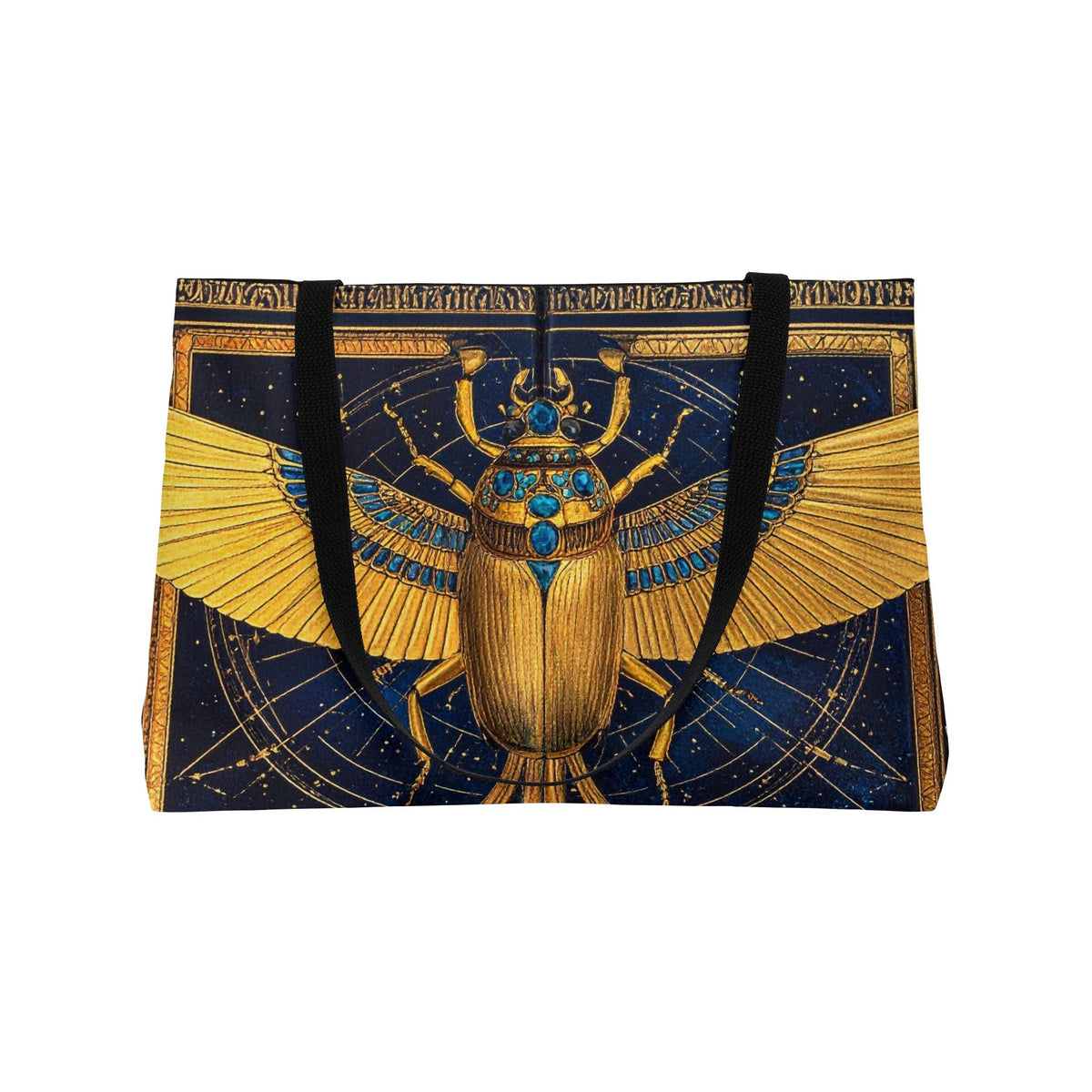 Egyptian Scarab Weekender Tote — Gold Winged Scarab Travel Bag - Dark Sky Outpost