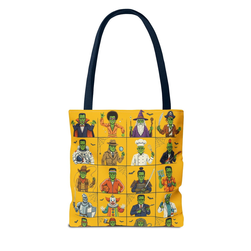 Frankenstein Character Grid Tote Bag — Halloween Monster Costume Portraits AOP - Dark Sky Outpost