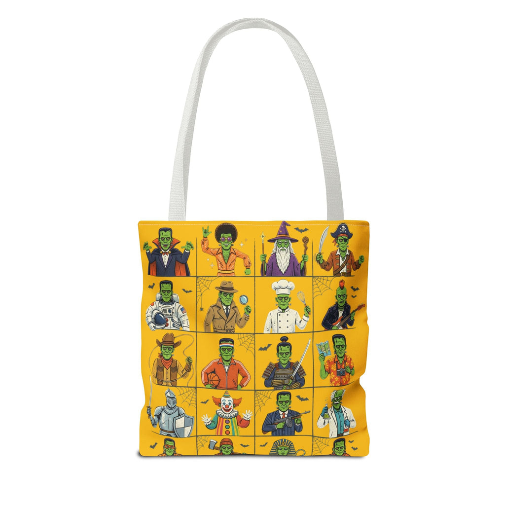 Frankenstein Character Grid Tote Bag — Halloween Monster Costume Portraits AOP - Dark Sky Outpost