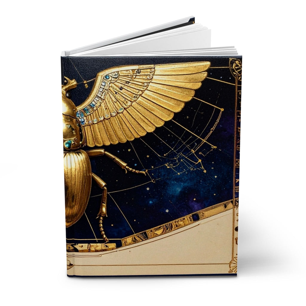 Golden Scarab Hardcover Journal — Celestial Egyptian-Inspired Notebook - Dark Sky Outpost