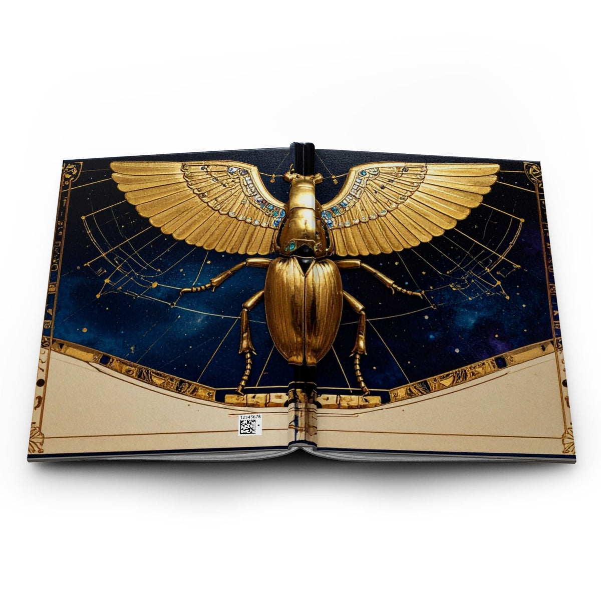 Golden Scarab Hardcover Journal — Celestial Egyptian-Inspired Notebook - Dark Sky Outpost
