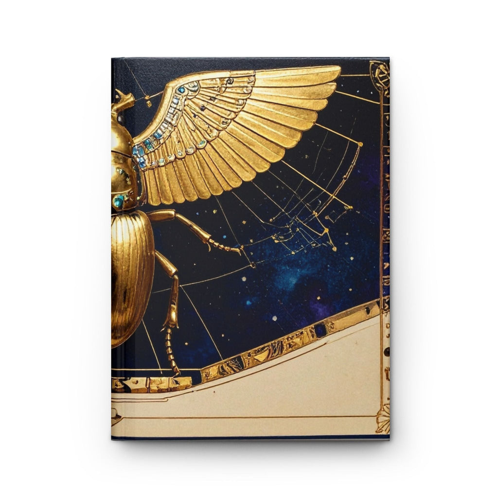 Golden Scarab Hardcover Journal — Celestial Egyptian-Inspired Notebook - Dark Sky Outpost