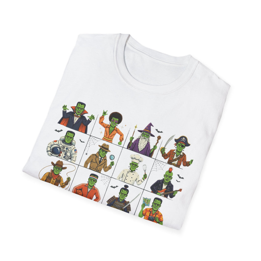 Halloween Monster Mugshot T-Shirt — Cute Retro Costume Characters Grid Tee - Dark Sky Outpost