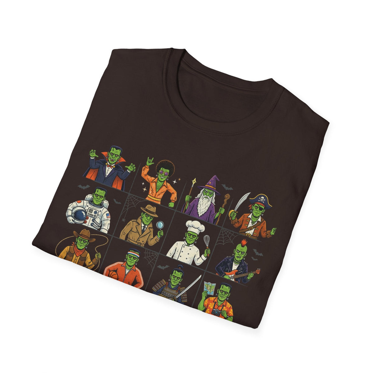 Halloween Monster Mugshot T-Shirt — Cute Retro Costume Characters Grid Tee - Dark Sky Outpost