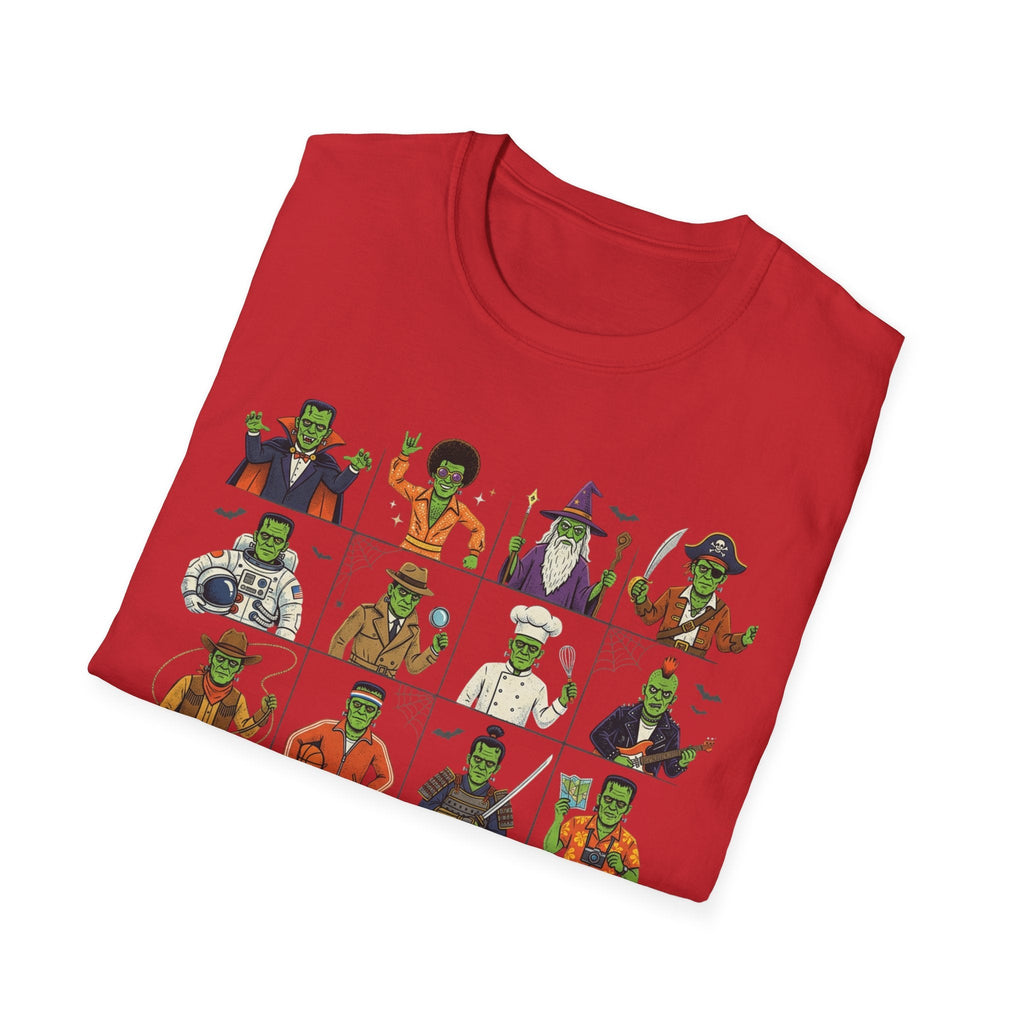 Halloween Monster Mugshot T-Shirt — Cute Retro Costume Characters Grid Tee - Dark Sky Outpost