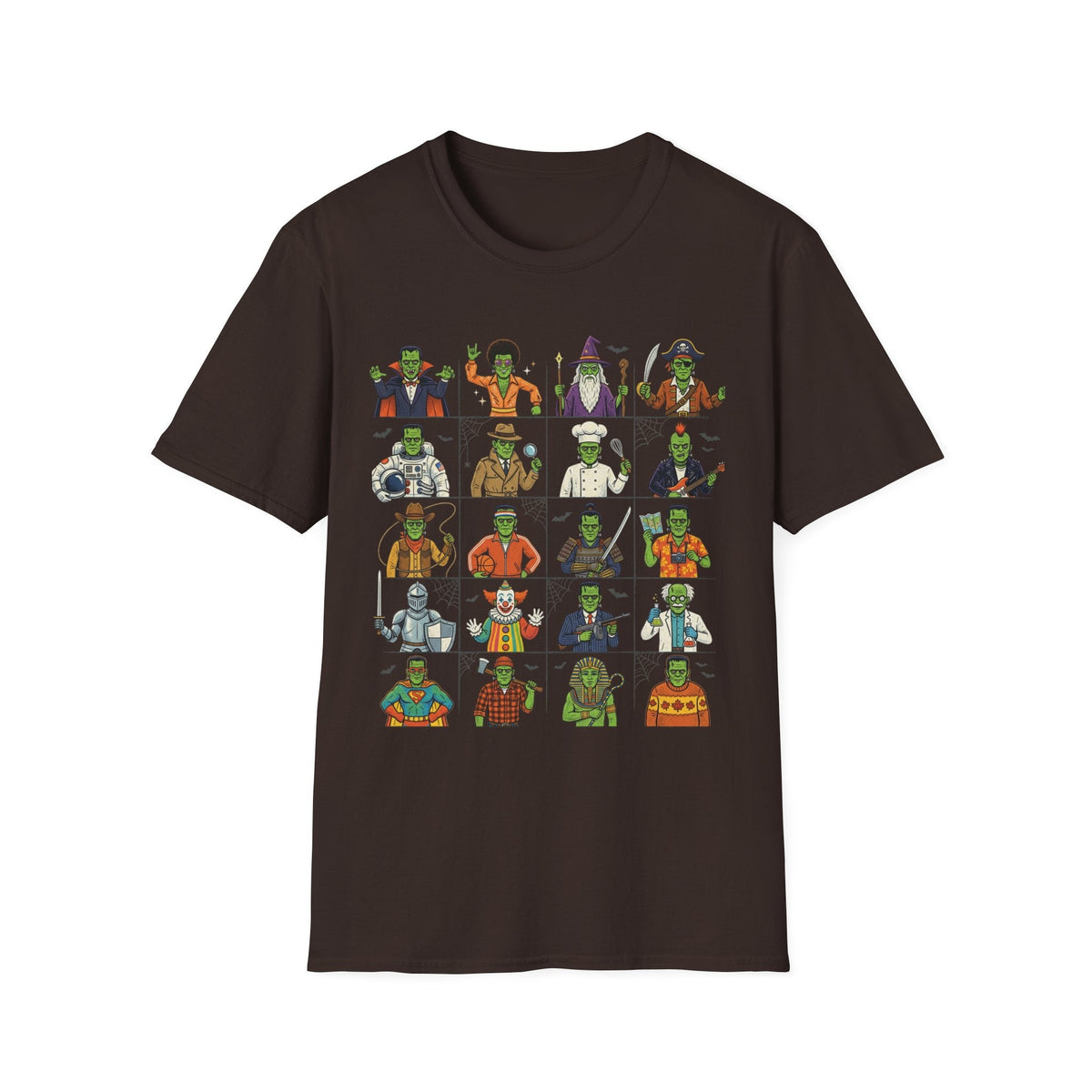 Halloween Monster Mugshot T-Shirt — Cute Retro Costume Characters Grid Tee - Dark Sky Outpost