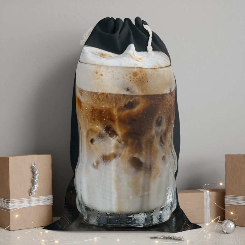 Iced Latte Drawstring Sack – Coffee Lover Gift Bag - Dark Sky Outpost
