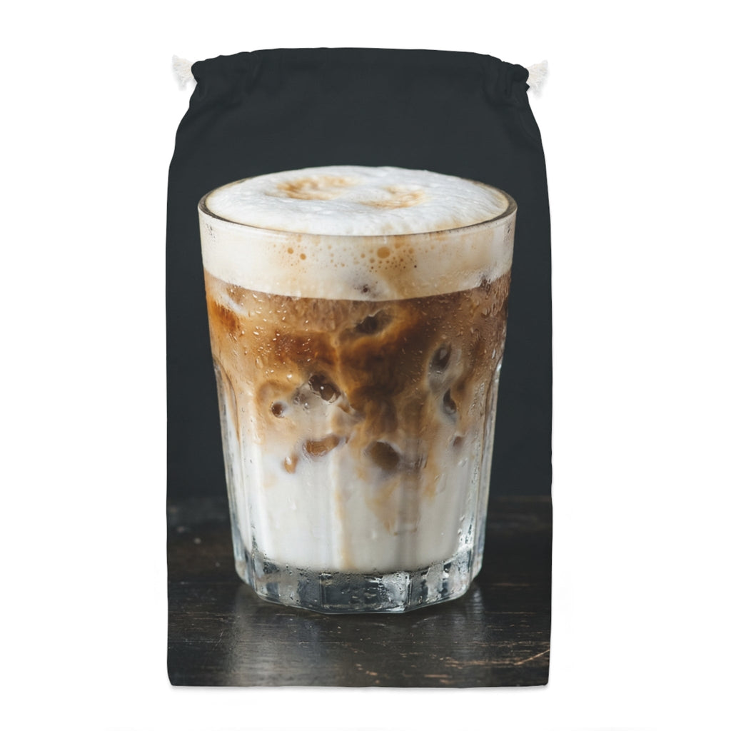 Iced Latte Drawstring Sack – Coffee Lover Gift Bag - Dark Sky Outpost