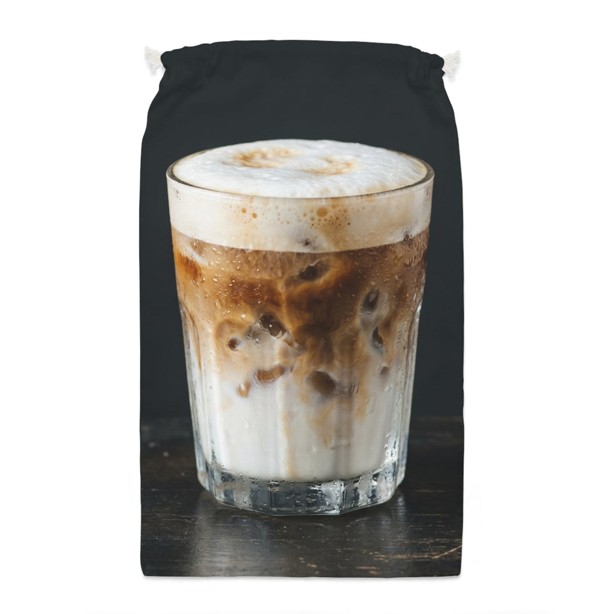 Iced Latte Drawstring Sack – Coffee Lover Gift Bag - Dark Sky Outpost
