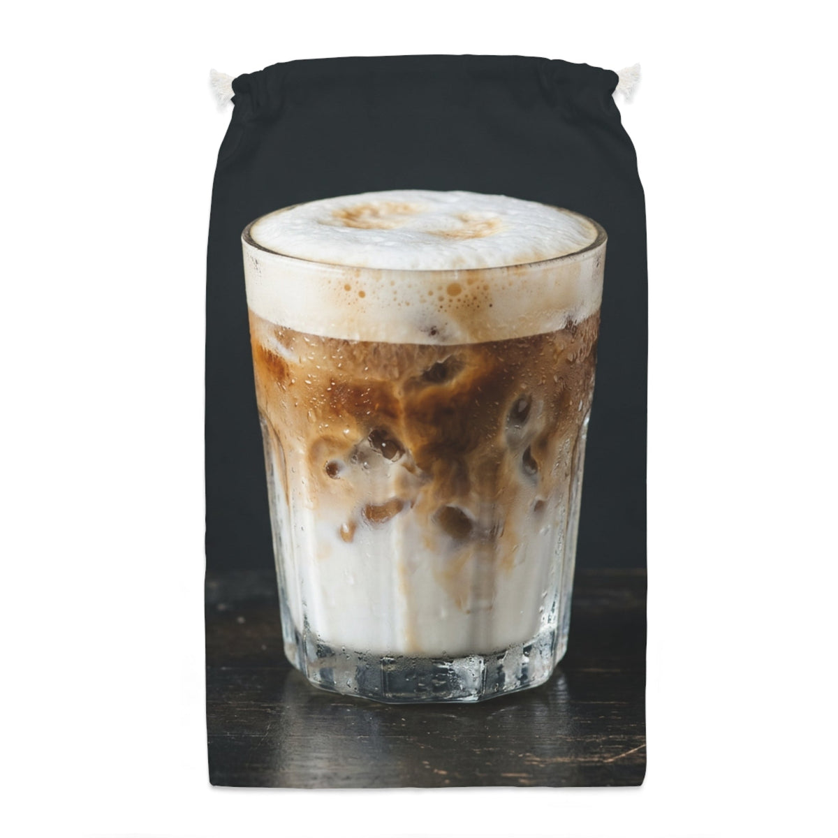 Iced Latte Drawstring Sack – Coffee Lover Gift Bag - Dark Sky Outpost