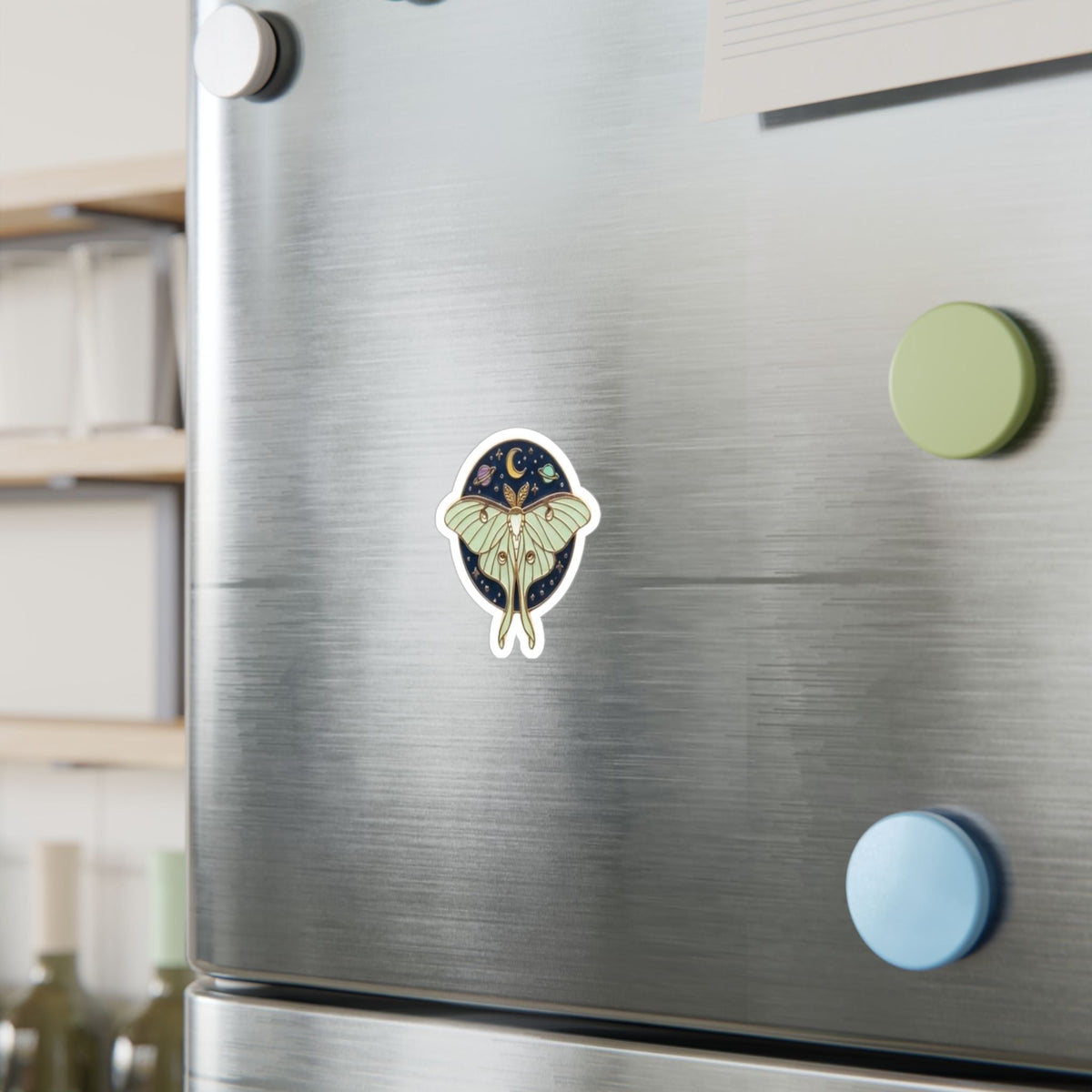 Luna Moth Celestial Vinyl Sticker — Kiss-Cut Decal - Dark Sky Outpost