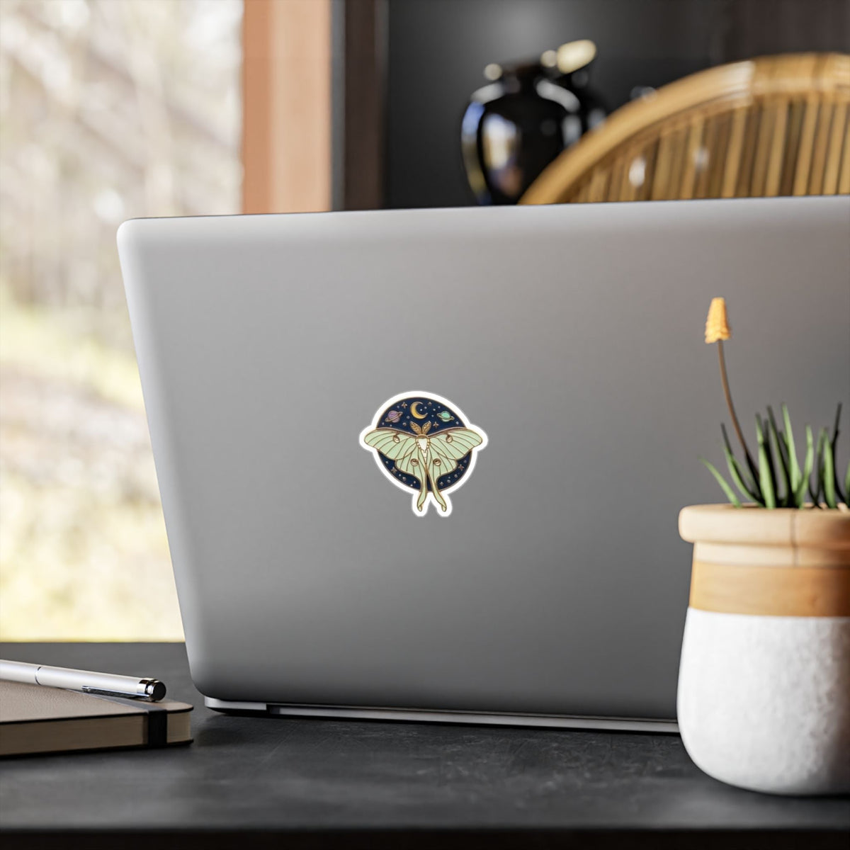 Luna Moth Celestial Vinyl Sticker — Kiss-Cut Decal - Dark Sky Outpost