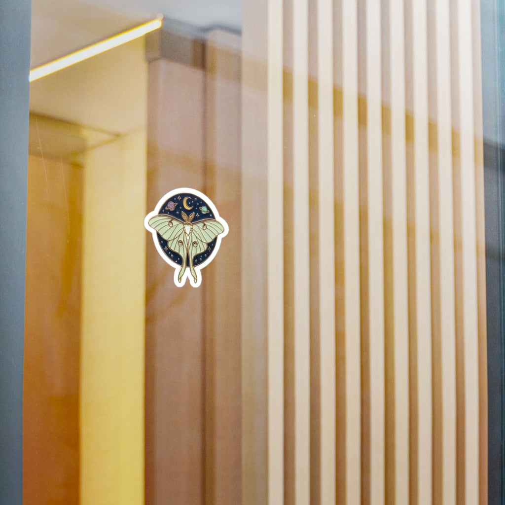 Luna Moth Celestial Vinyl Sticker — Kiss-Cut Decal - Dark Sky Outpost
