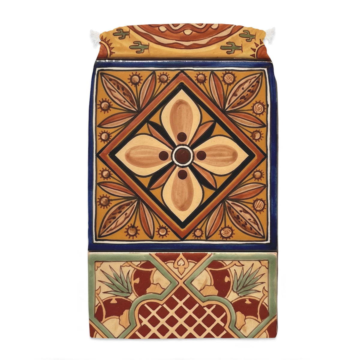 Mediterranean Tile Drawstring Sack — Floral Mosaic Gift Bag - Dark Sky Outpost
