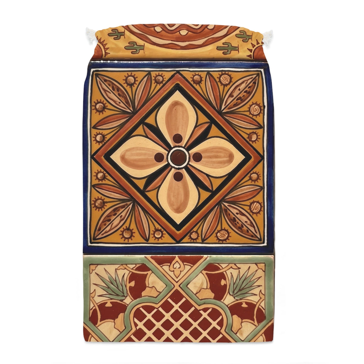 Mediterranean Tile Drawstring Sack — Floral Mosaic Gift Bag - Dark Sky Outpost