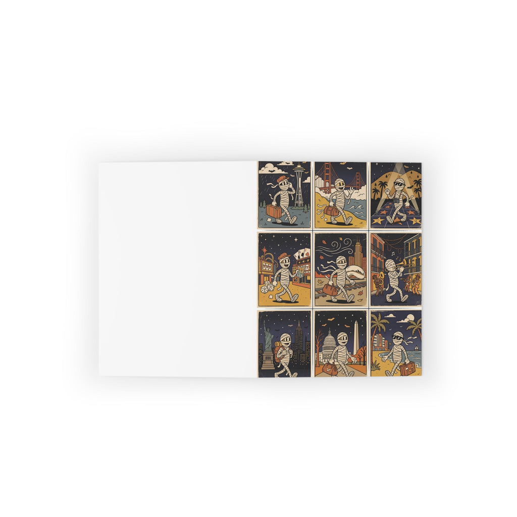 Mummy Travel Greeting Cards — Pack of 8/16/24 Vintage Halloween Note Cards - Dark Sky Outpost