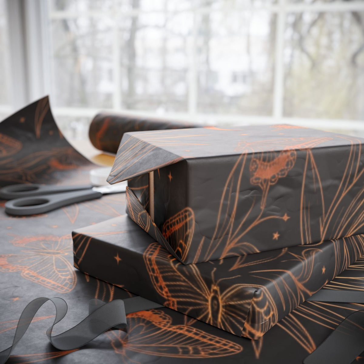 Mystic Moths & Moon Wrapping Paper - Dark Sky Outpost