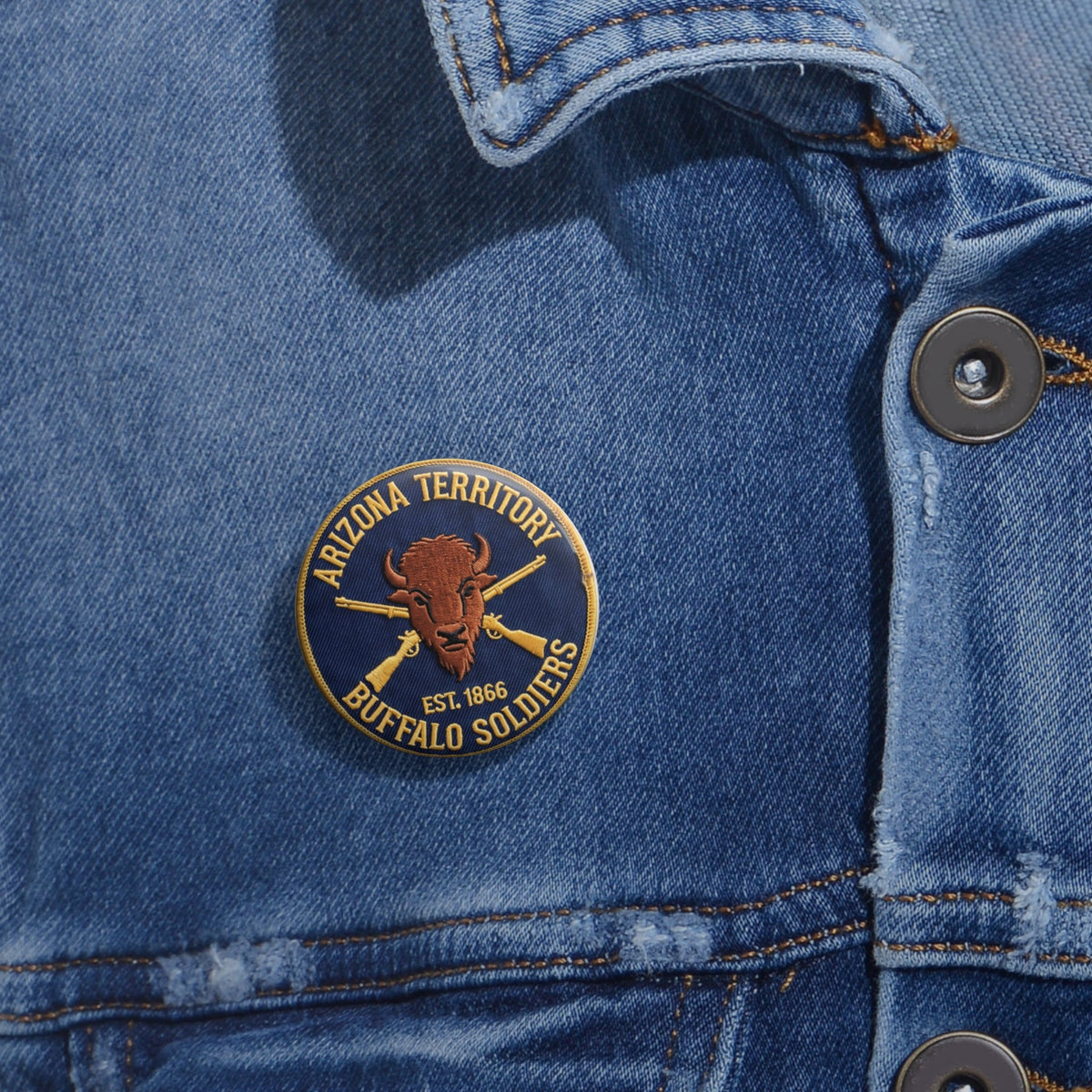 Pin Button — Arizona Territory Buffalo Soldiers Round Enamel Lapel Pin (Est. 1866) - Dark Sky Outpost