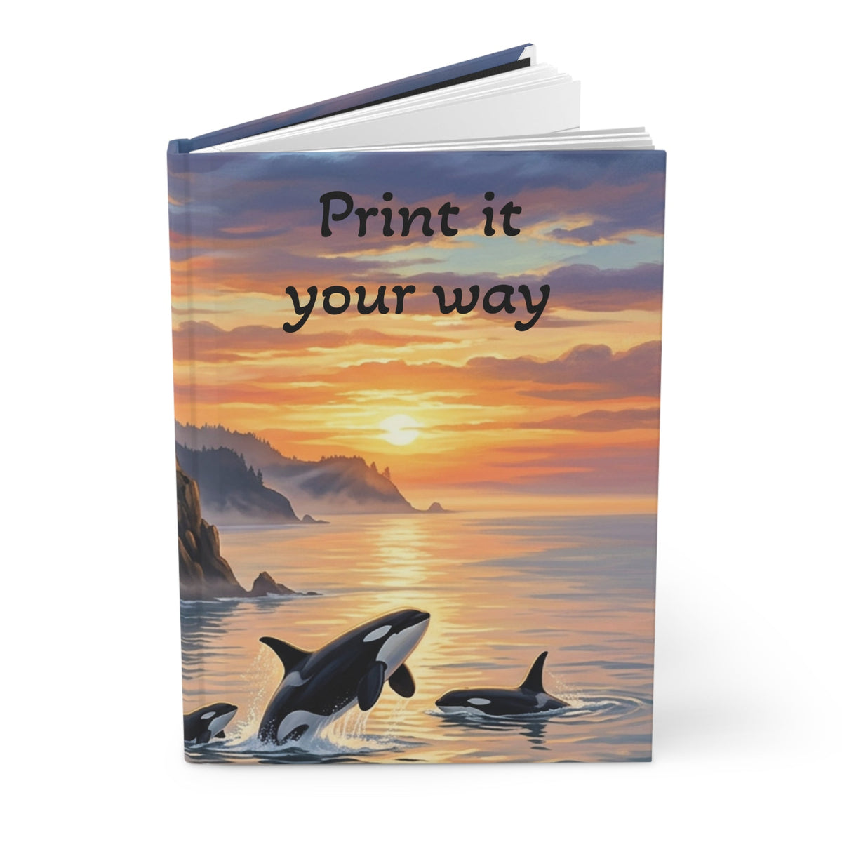 Print It Your Way Coastal Orca & Lighthouse Hardcover Journal - Dark Sky Outpost