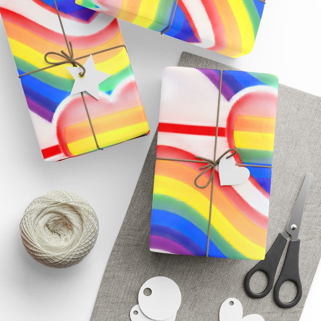 Rainbow Heart Wrapping Paper — LGBTQ+ Pride Gift Wrap - Dark Sky Outpost