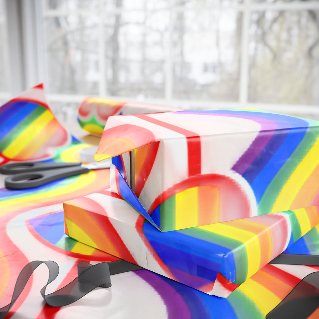 Rainbow Heart Wrapping Paper — LGBTQ+ Pride Gift Wrap - Dark Sky Outpost