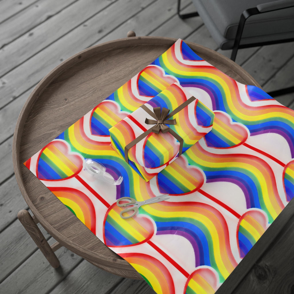 Rainbow Heart Wrapping Paper — LGBTQ+ Pride Gift Wrap - Dark Sky Outpost
