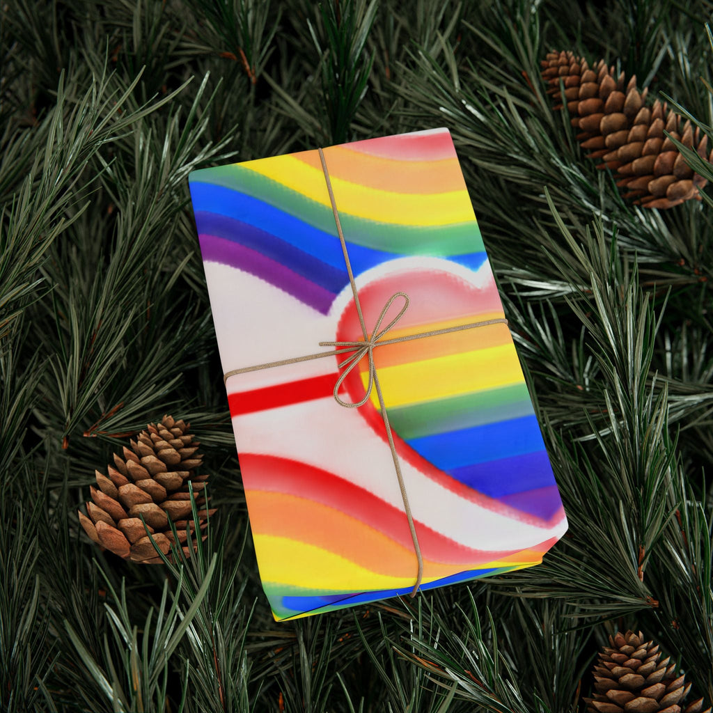 Rainbow Heart Wrapping Paper — LGBTQ+ Pride Gift Wrap - Dark Sky Outpost