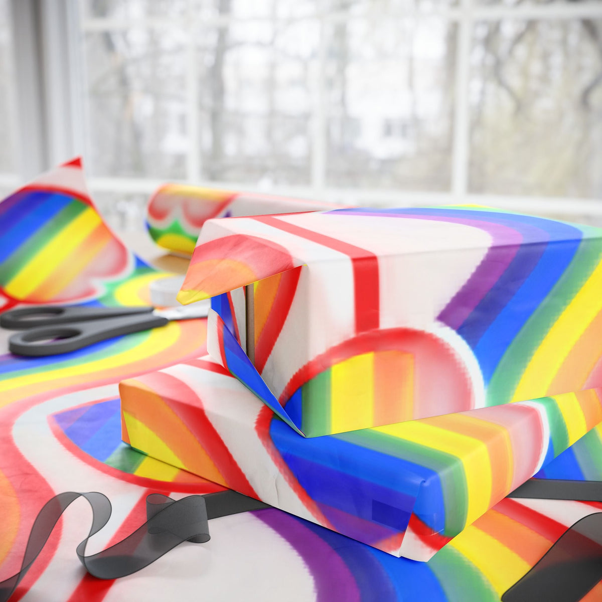 Rainbow Heart Wrapping Paper — LGBTQ+ Pride Gift Wrap - Dark Sky Outpost