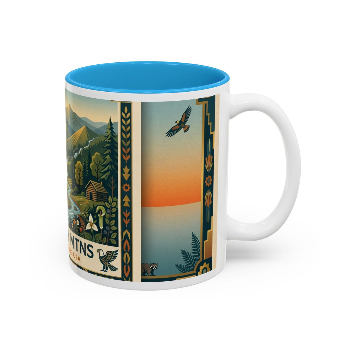 Smoky Mtns Scenic Accent Mug — Tennessee Mountains Coffee Cup (11oz/15oz) - Dark Sky Outpost