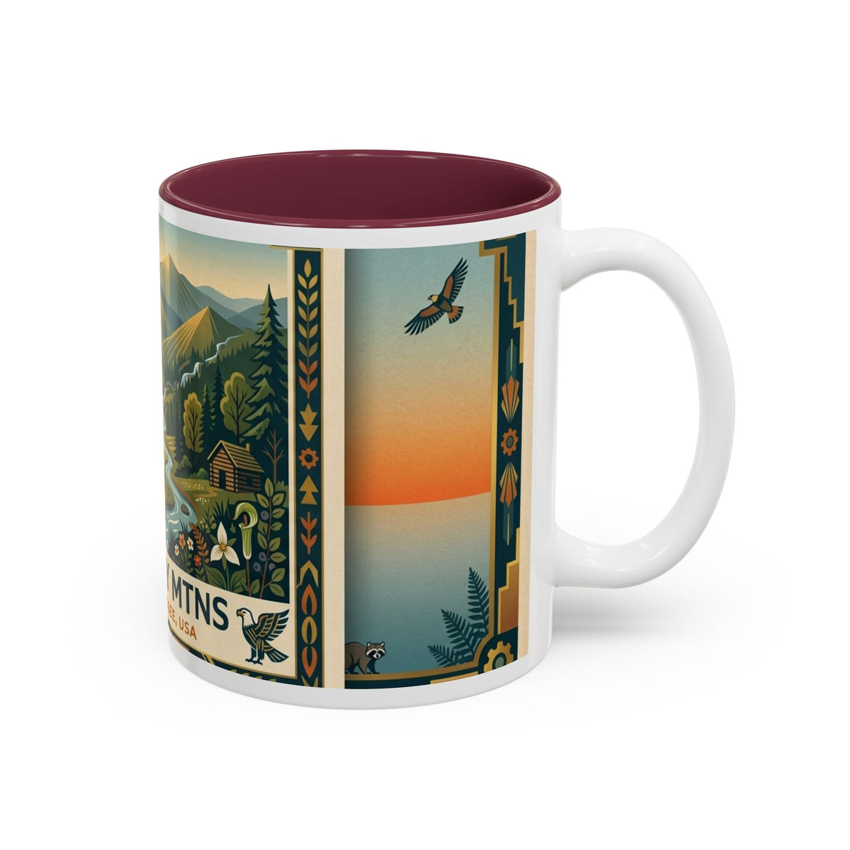 Smoky Mtns Scenic Accent Mug — Tennessee Mountains Coffee Cup (11oz/15oz) - Dark Sky Outpost
