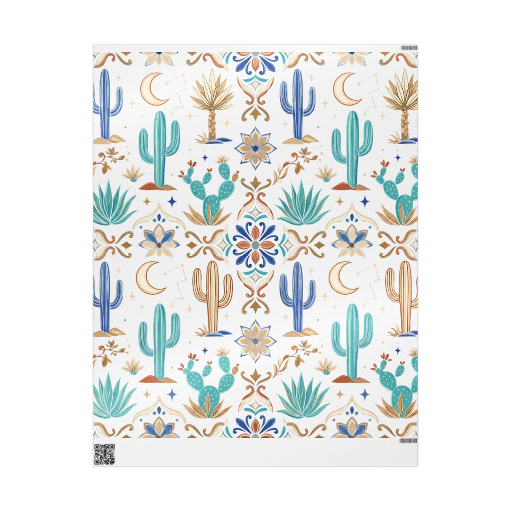 Southwestern Cactus Wrapping Paper – Desert Moon Gift Wrap - Dark Sky Outpost