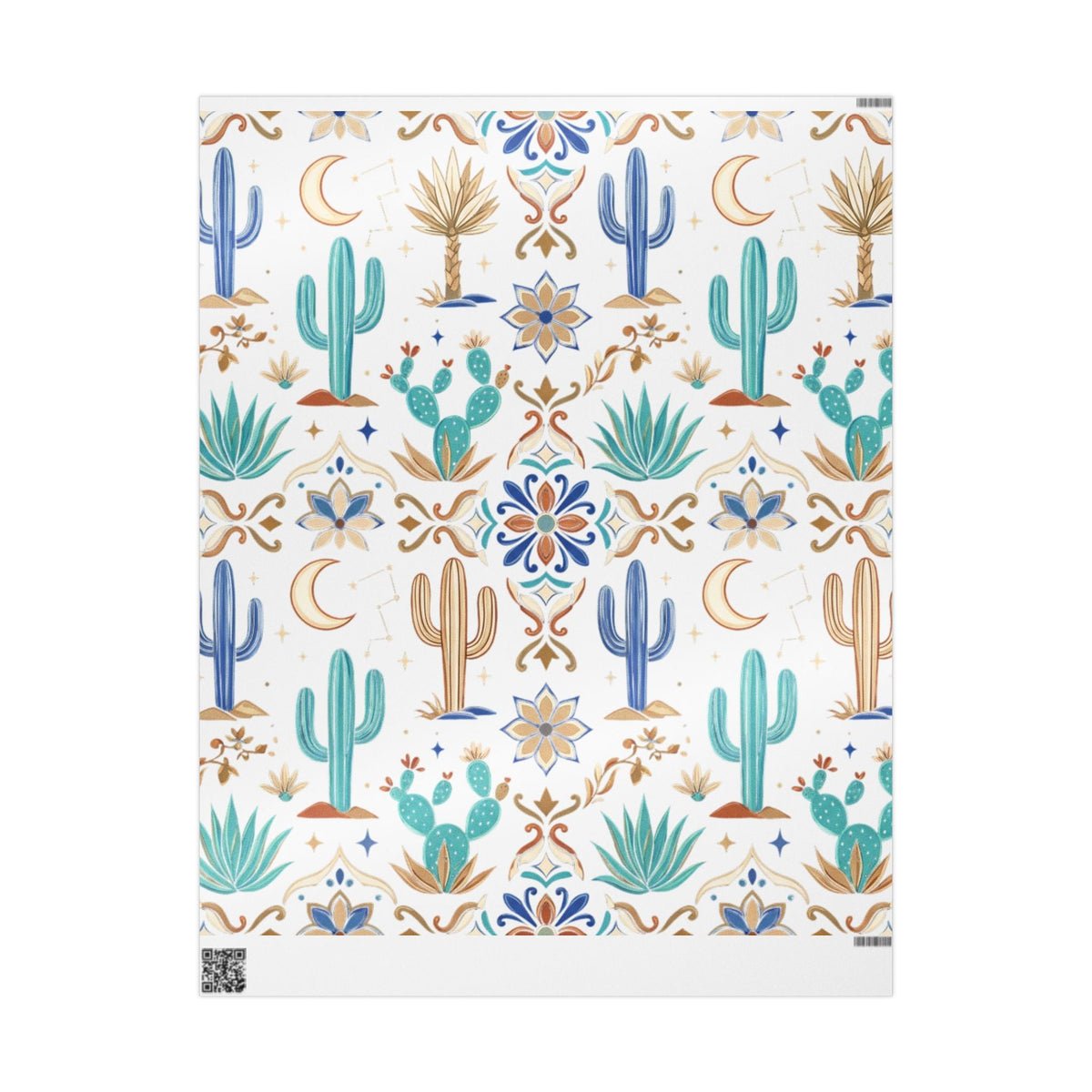 Southwestern Cactus Wrapping Paper – Desert Moon Gift Wrap - Dark Sky Outpost