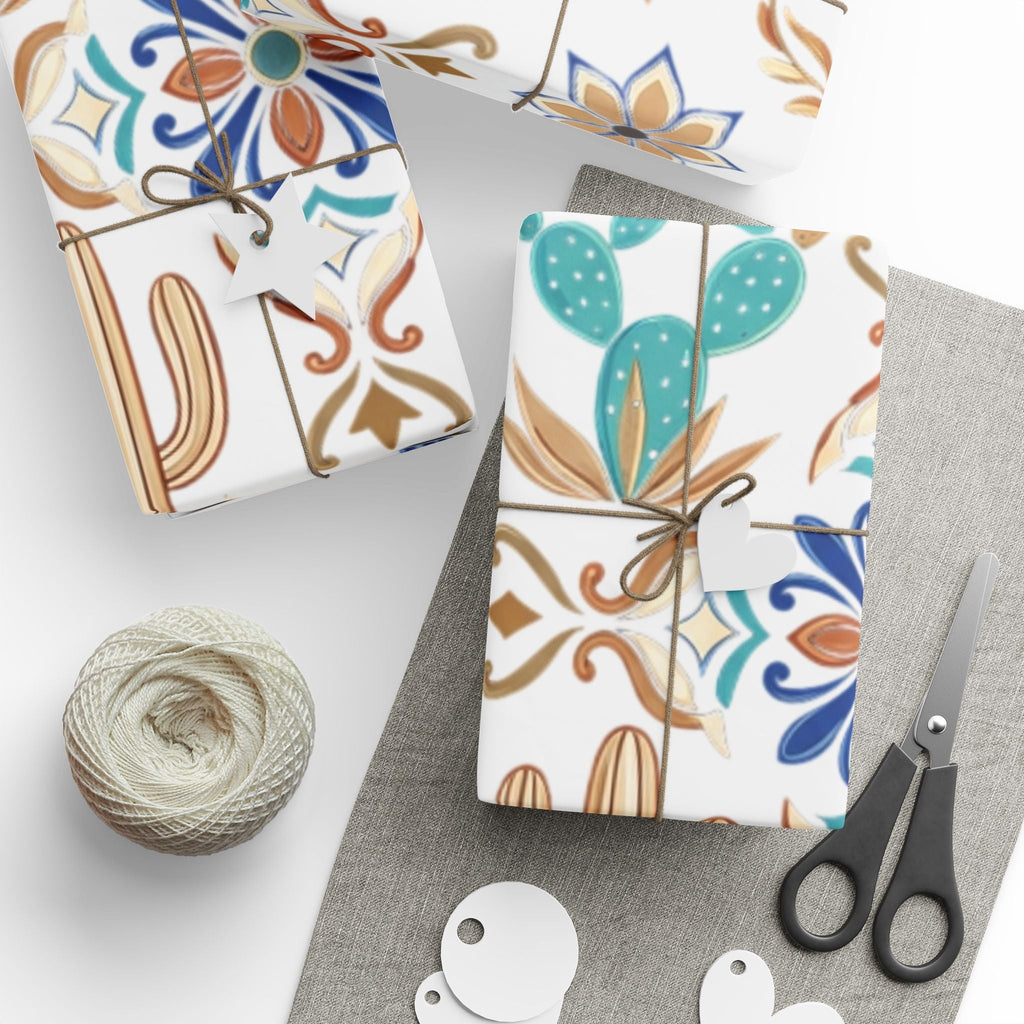 Southwestern Cactus Wrapping Paper – Desert Moon Gift Wrap - Dark Sky Outpost