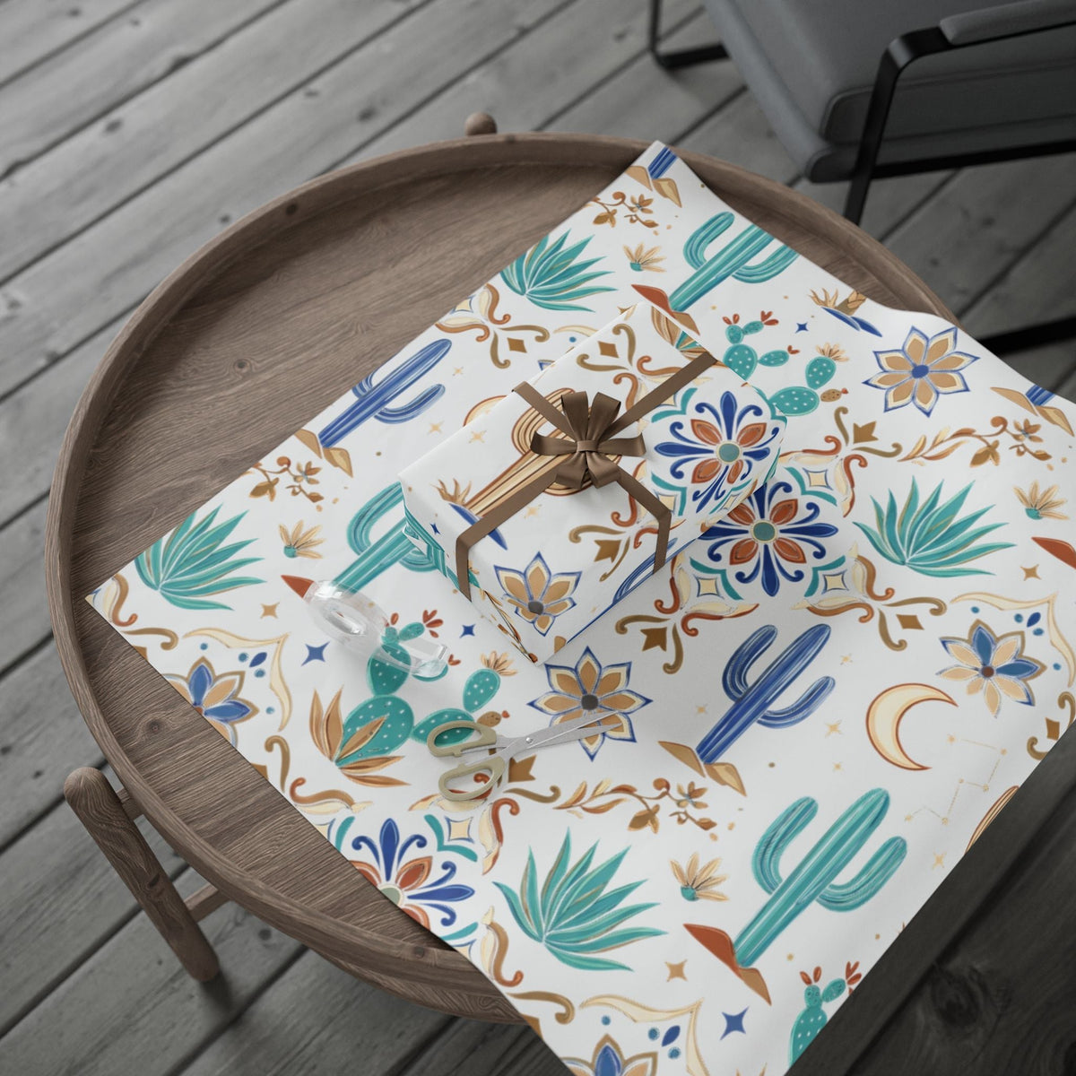 Southwestern Cactus Wrapping Paper – Desert Moon Gift Wrap - Dark Sky Outpost