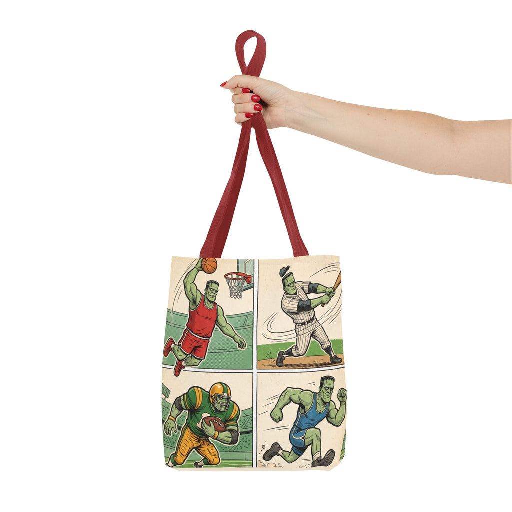 Sports Frankenstein Tote Bag – Vintage Comic Athlete Print - Dark Sky Outpost