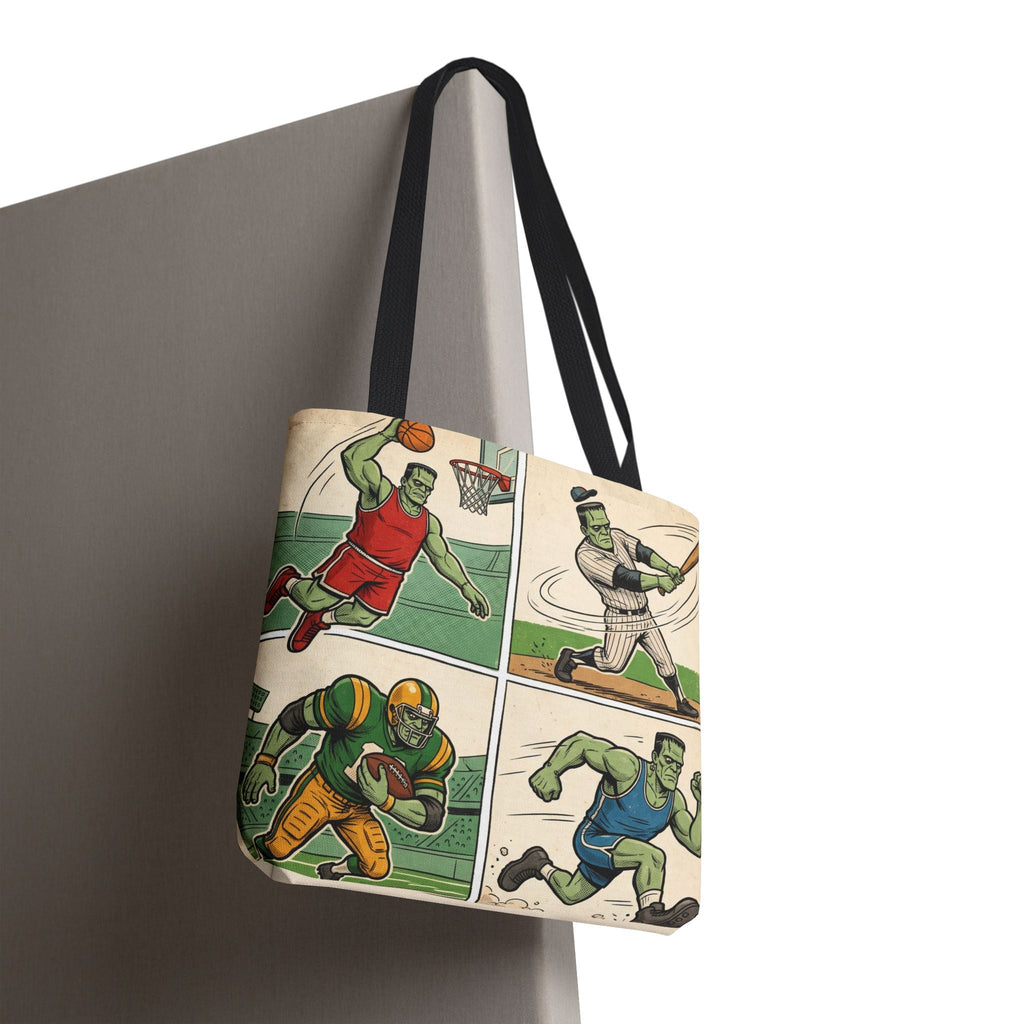 Sports Frankenstein Tote Bag – Vintage Comic Athlete Print - Dark Sky Outpost
