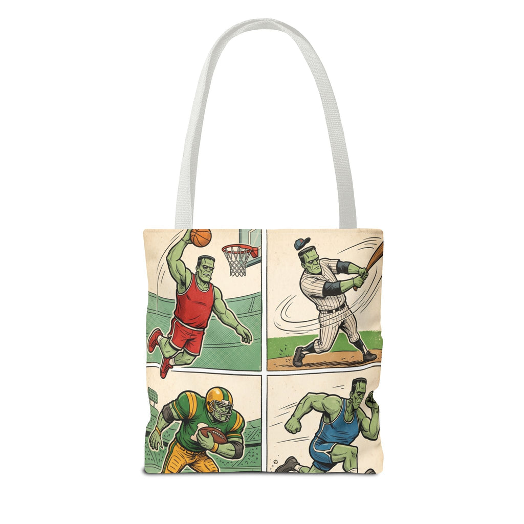 Sports Frankenstein Tote Bag – Vintage Comic Athlete Print - Dark Sky Outpost