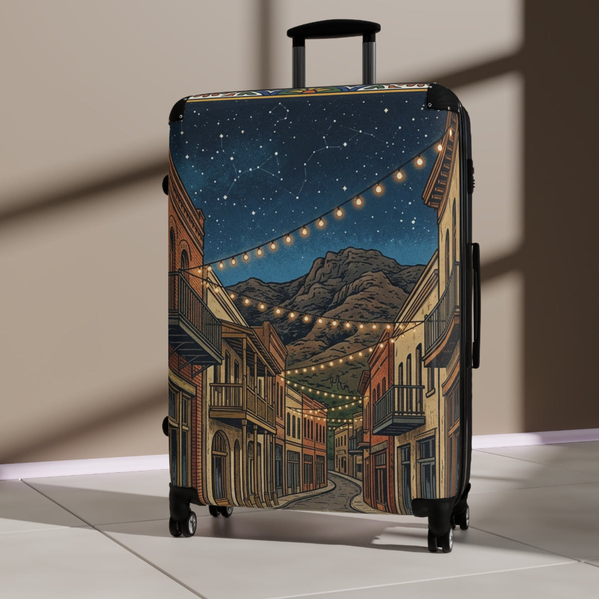Starry Mountain Town Travel Suitcase - Dark Sky Outpost