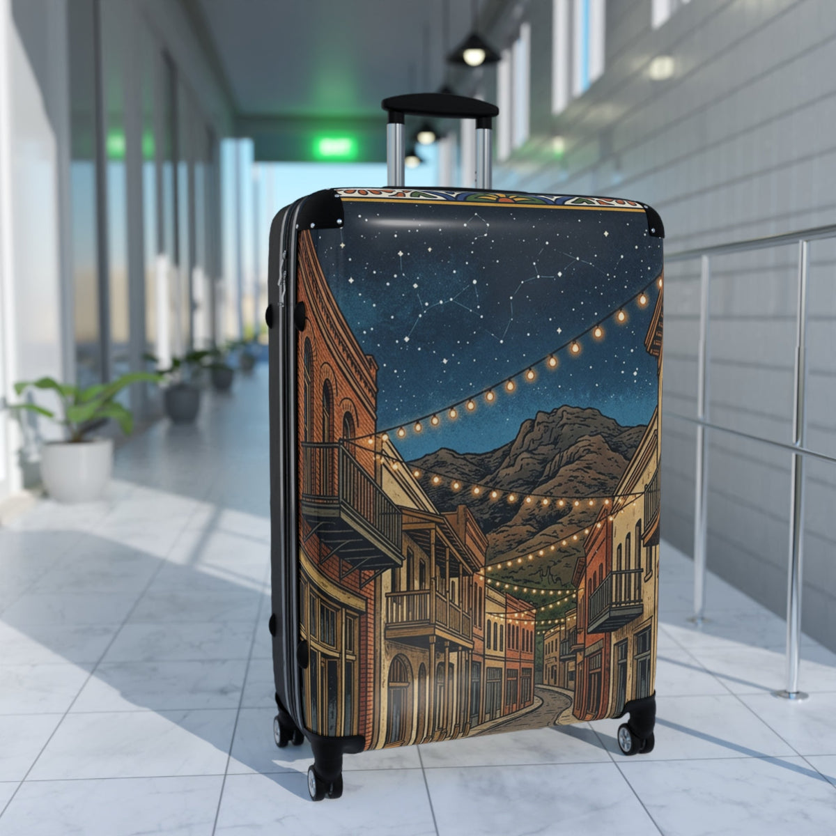 Starry Mountain Town Travel Suitcase - Dark Sky Outpost