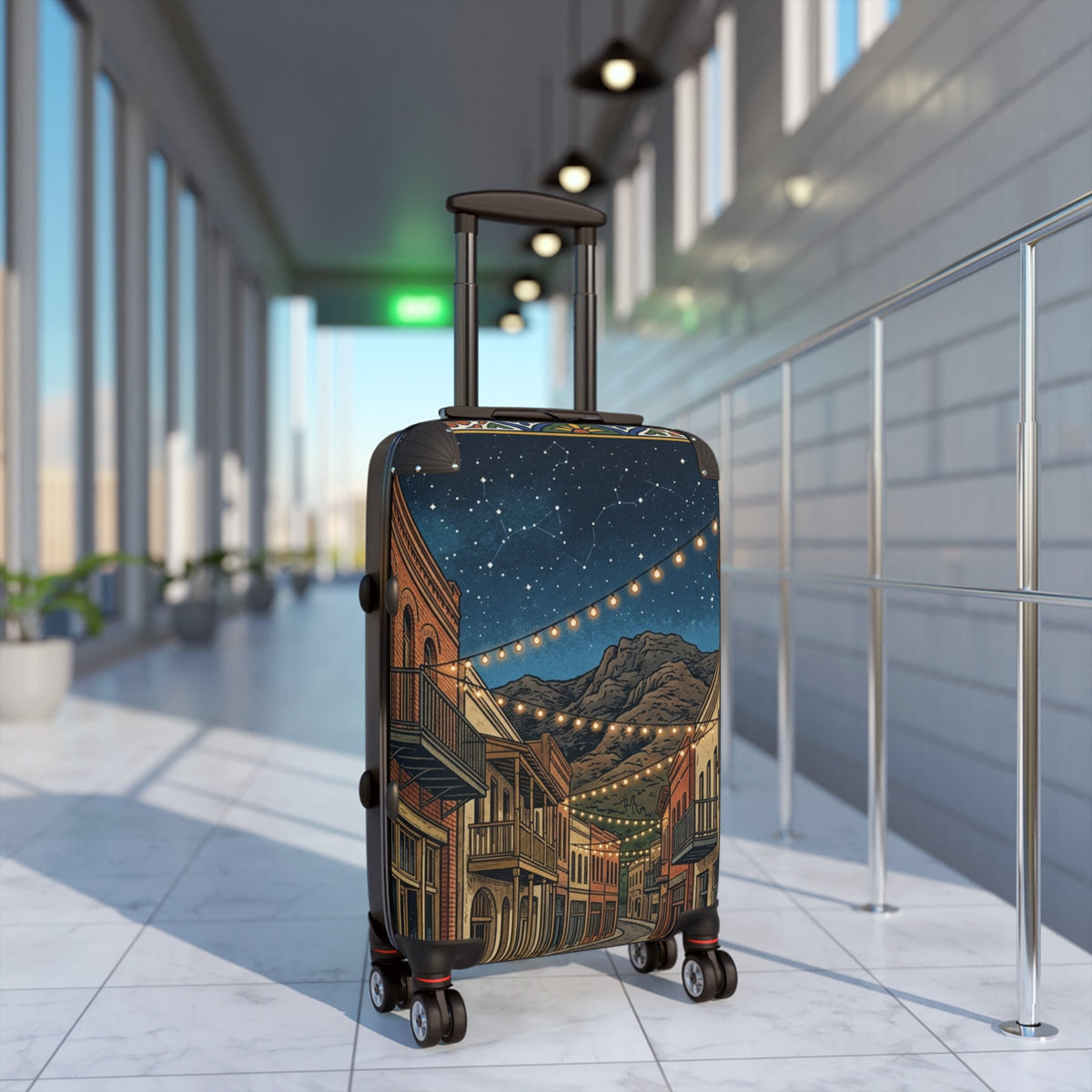 Starry Mountain Town Travel Suitcase - Dark Sky Outpost