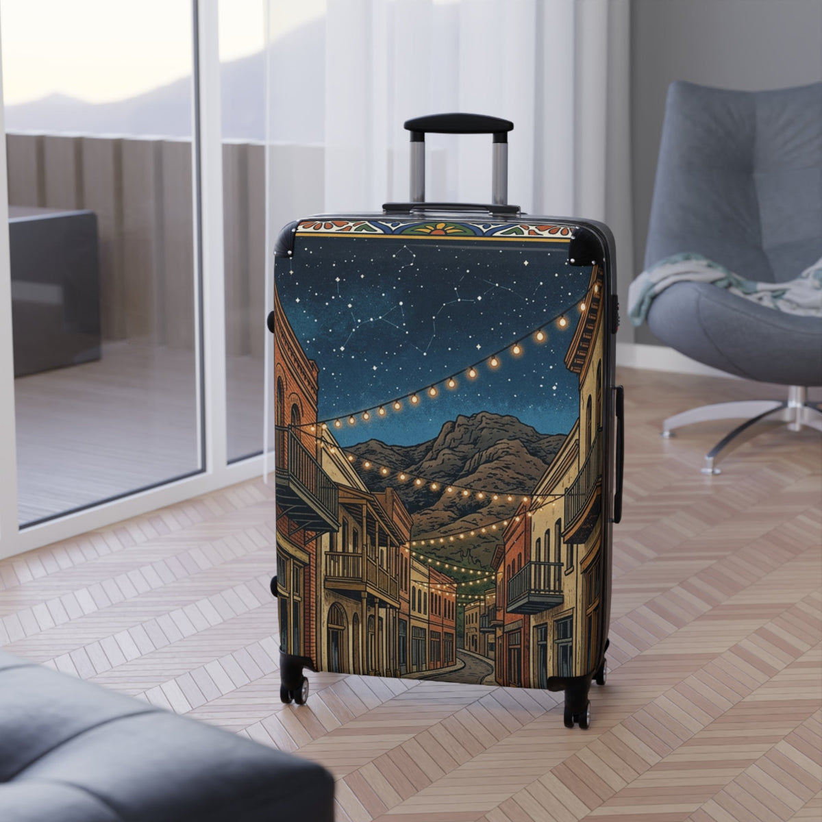 Starry Mountain Town Travel Suitcase - Dark Sky Outpost