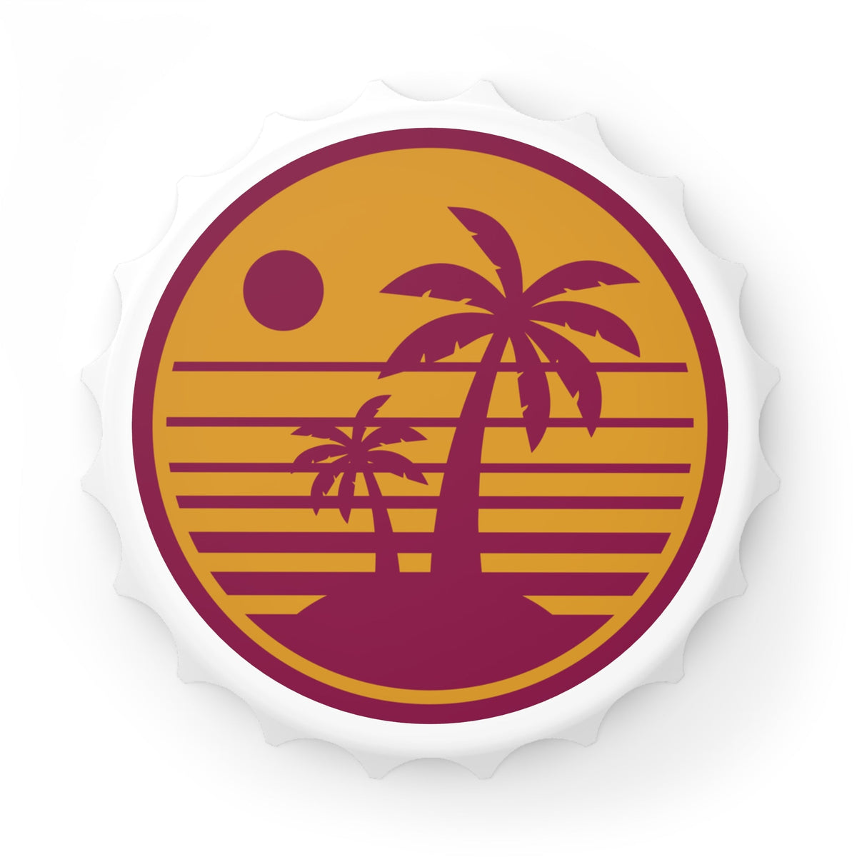 Tropical Sunset Bottle Opener — Palm Tree Beach Bar Keychain - Dark Sky Outpost