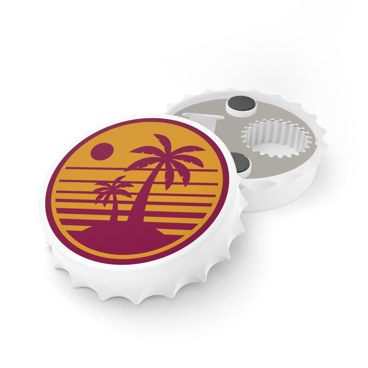 Tropical Sunset Bottle Opener — Palm Tree Beach Bar Keychain - Dark Sky Outpost