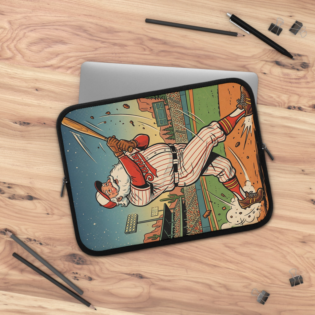 Vintage Baseball Santa Laptop Sleeve - Dark Sky Outpost