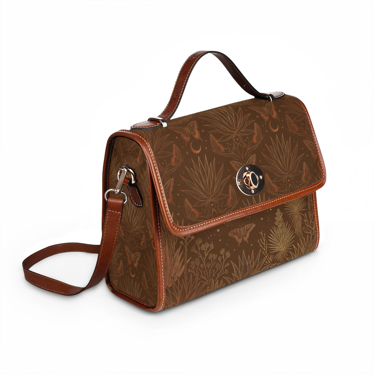 Vintage Botanical Waterproof Canvas Bag - Dark Sky Outpost