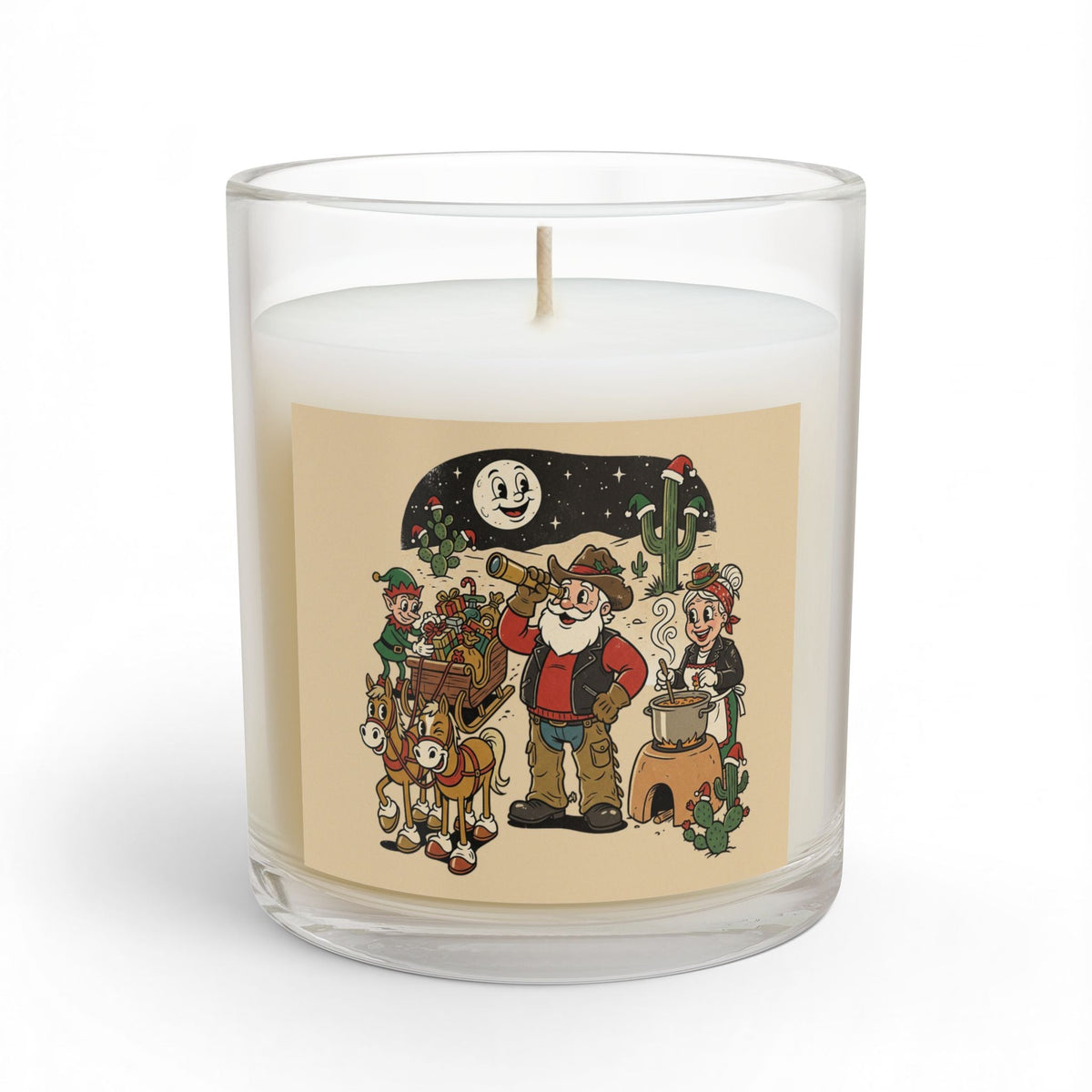 Western Santa Christmas Candle — 11oz Glass Holiday Scented Candle - Dark Sky Outpost