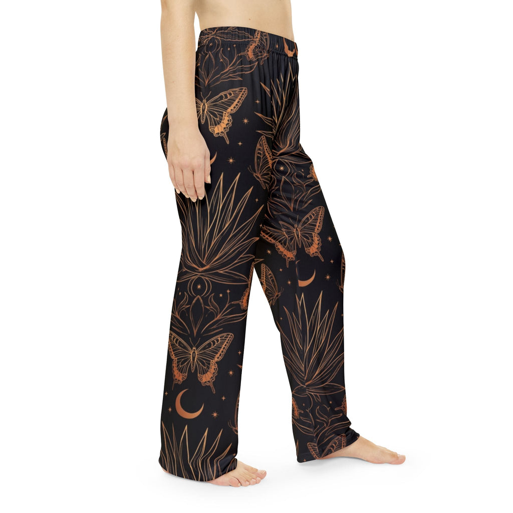 Womens Pajama Pants — Moonlit Moth & Botanicals Lounge Pants - Dark Sky Outpost