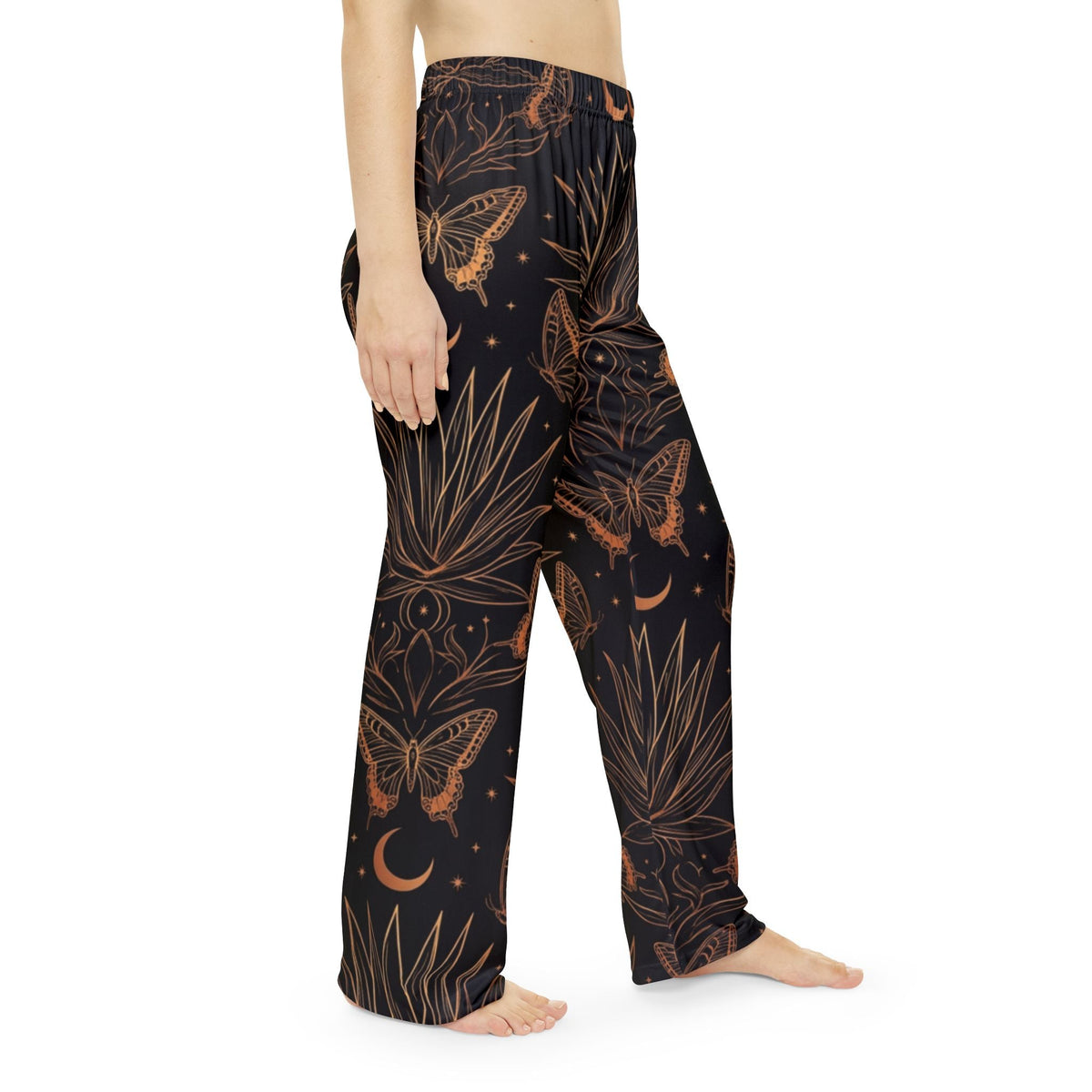 Womens Pajama Pants — Moonlit Moth & Botanicals Lounge Pants - Dark Sky Outpost