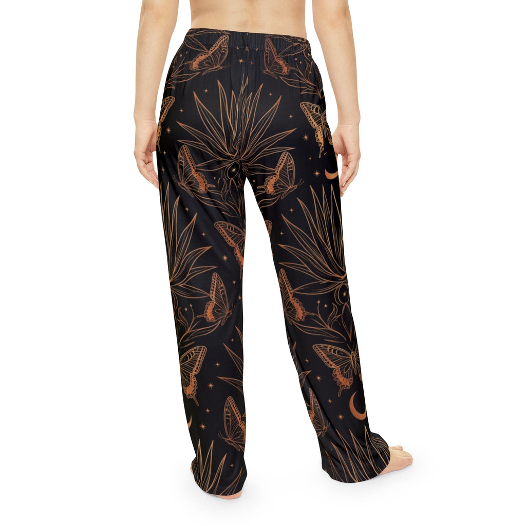 Womens Pajama Pants — Moonlit Moth & Botanicals Lounge Pants - Dark Sky Outpost