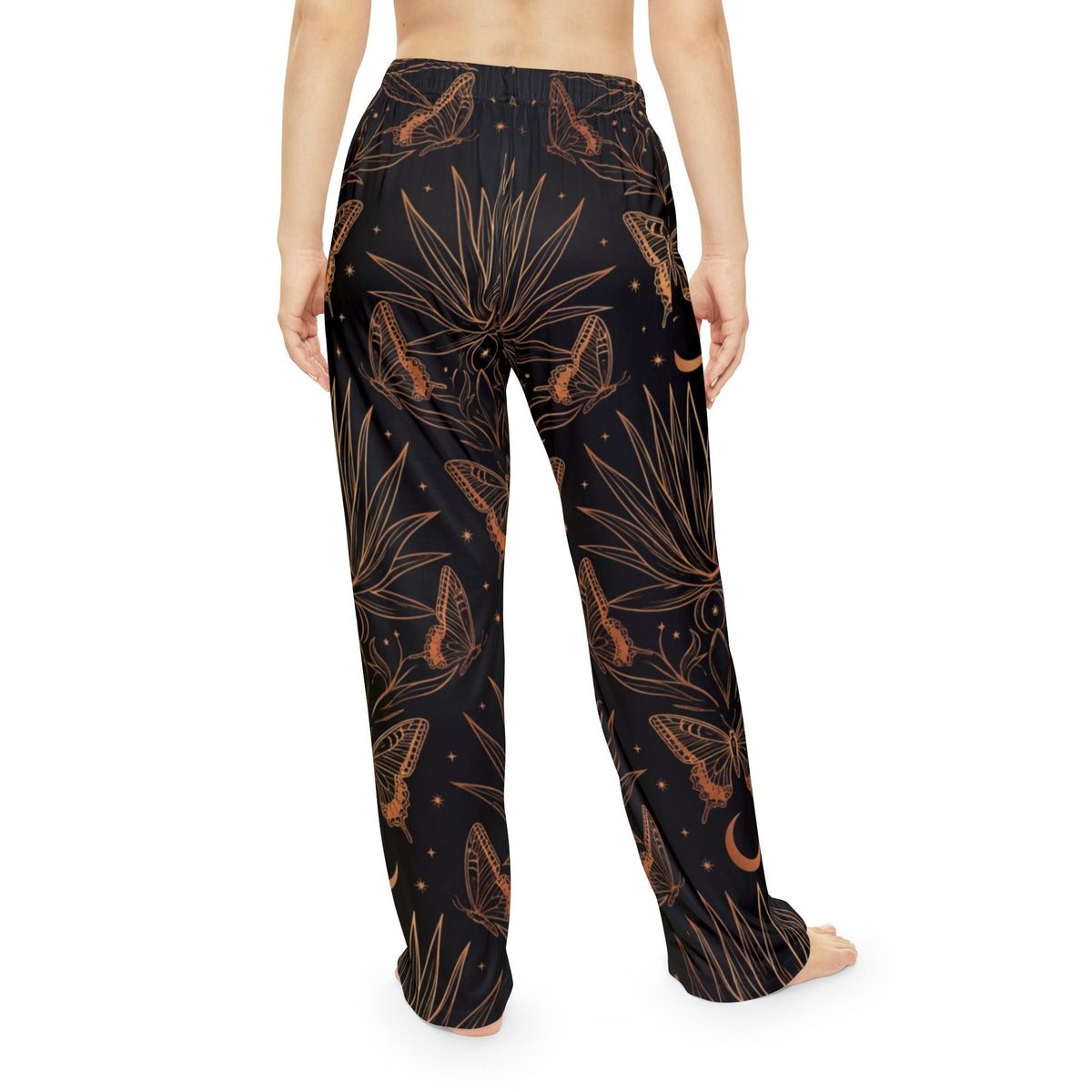 Womens Pajama Pants — Moonlit Moth & Botanicals Lounge Pants - Dark Sky Outpost